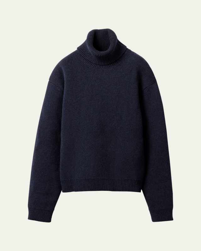 Oversized Shetland Wool Turtleneck Cashmere Sweater